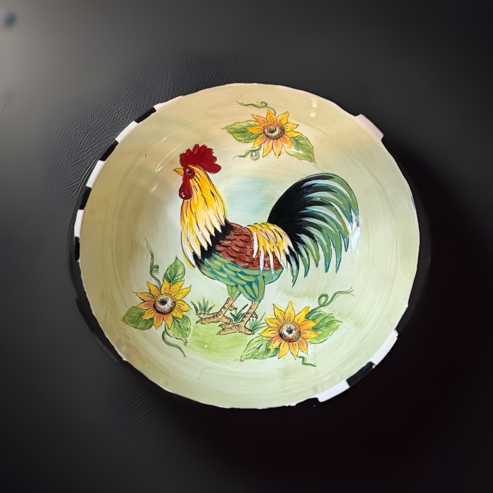 Rooster Large Ceramic Serving Decor Bowl with Sunflowers by ROOSTERS Farmhouse🐓